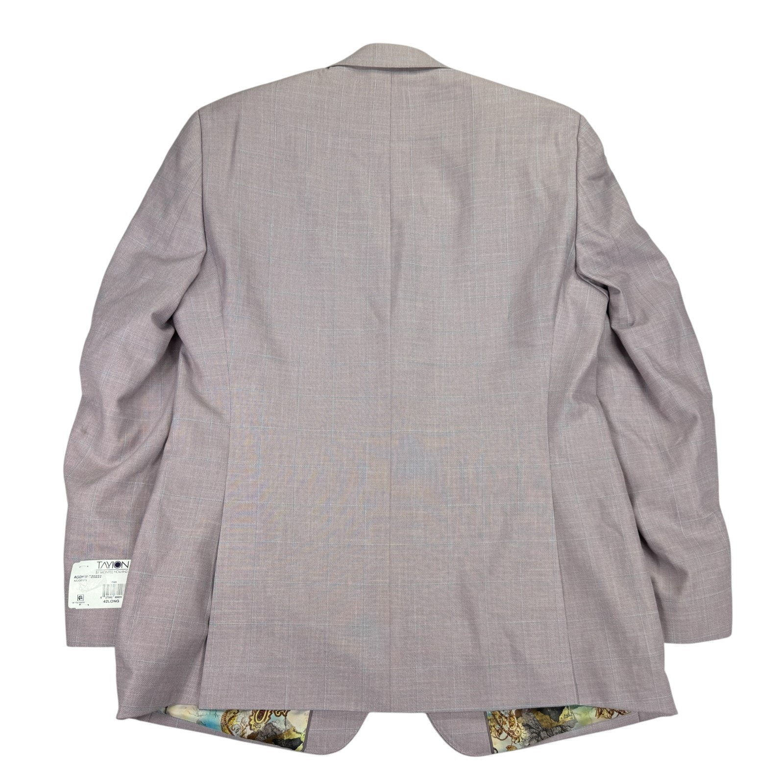 Tayion Mens Agordy Regular Fit Windowpane Suit Jacket Pink Blue 42l — image 6 of 7